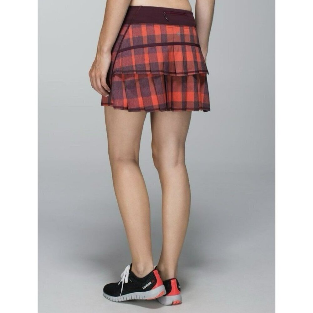 Lululemon Run: Pace Setter Skirt *2-way Stretch Yama Check Size 2 EUC